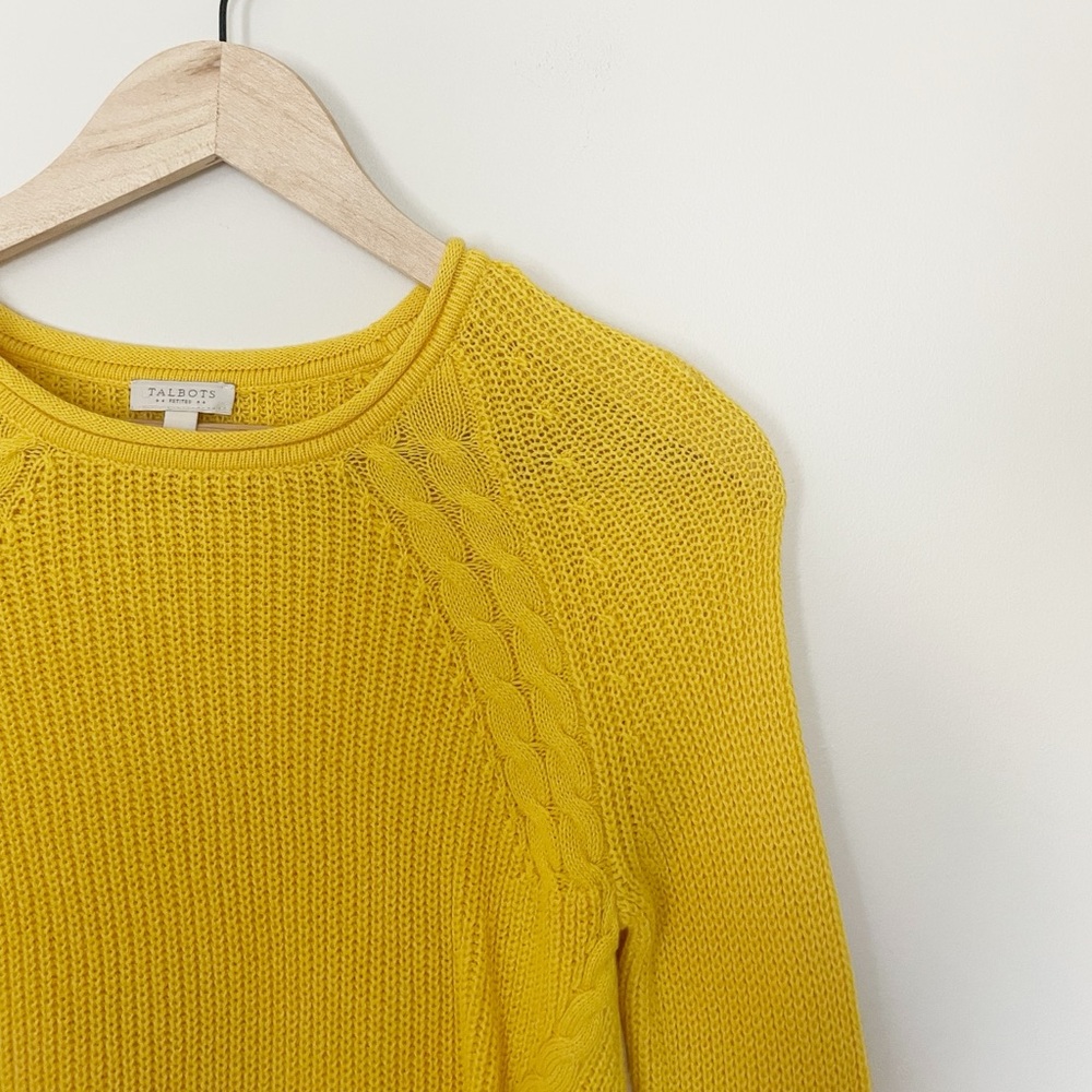 Talbots Yellow Cable Knit Sweater - Picture 2 of 5
